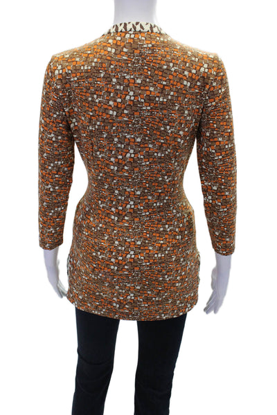 J. Mclaughlin Women's 3/4 Sleeves Quarter Button Fitted Blouse Brown Size XS