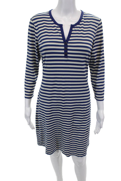 J. Mclaughlin Womens Round Neck Short Sleeves Mini T-Shirt Dress Striped Size XS