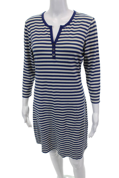 J. Mclaughlin Womens Round Neck Short Sleeves Mini T-Shirt Dress Striped Size XS