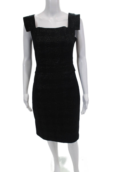 Club Monaco Women's Scoop Neck Sleeveless Sparkle Mini Dress Black Size 4