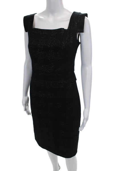 Club Monaco Women's Scoop Neck Sleeveless Sparkle Mini Dress Black Size 4