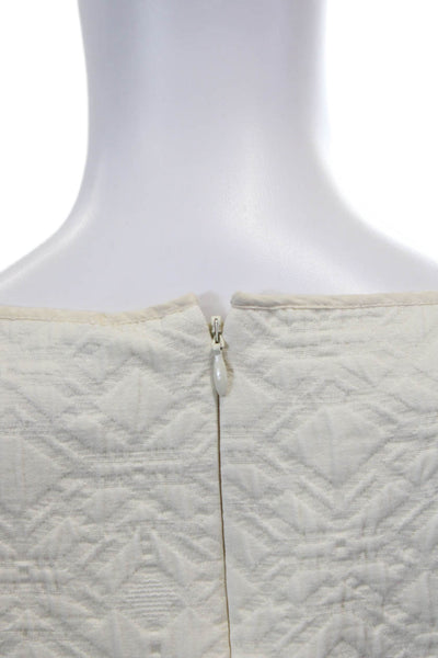 J Crew Women's Round Neck Sleeveless Zip Pocket A-Line Mini Dress Cream Size S