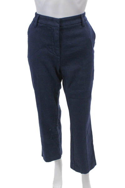 Sharis Place Womens Creased Wide Leg Pants Navy Blue Cotton Size EUR 50