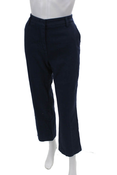 Sharis Place Womens Creased Wide Leg Pants Navy Blue Cotton Size EUR 50