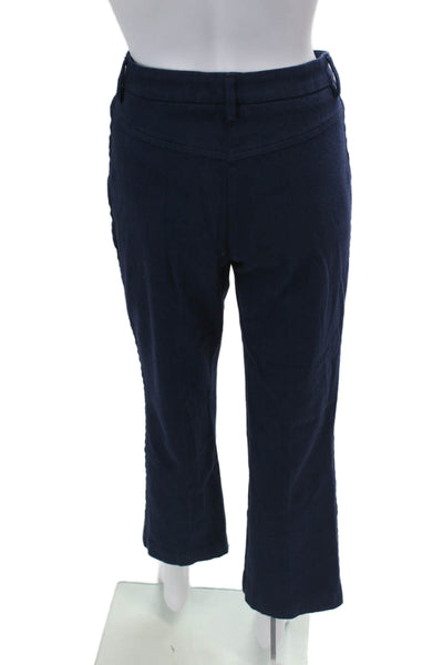 Sharis Place Womens Creased Wide Leg Pants Navy Blue Cotton Size EUR 50