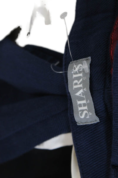Sharis Place Womens Creased Wide Leg Pants Navy Blue Cotton Size EUR 50