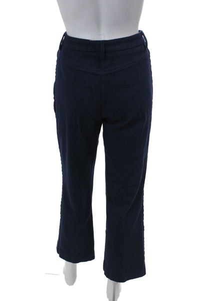 Sharis Place Womens High Rise Straight Leg Pants Navy Blue Cotton Size EUR 44