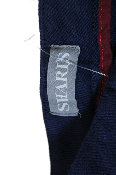 Sharis Place Womens High Rise Straight Leg Pants Navy Blue Cotton Size EUR 44