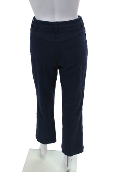 Sharis Place Womens High Rise Straight Leg Pants Navy Blue Cotton Size EUR 40