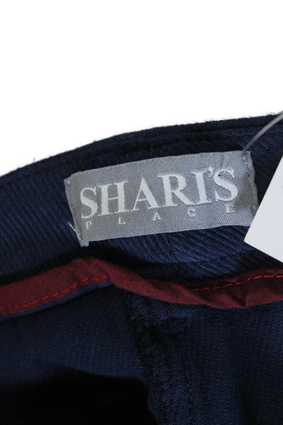 Sharis Place Womens High Rise Straight Leg Pants Navy Blue Cotton Size EUR 40
