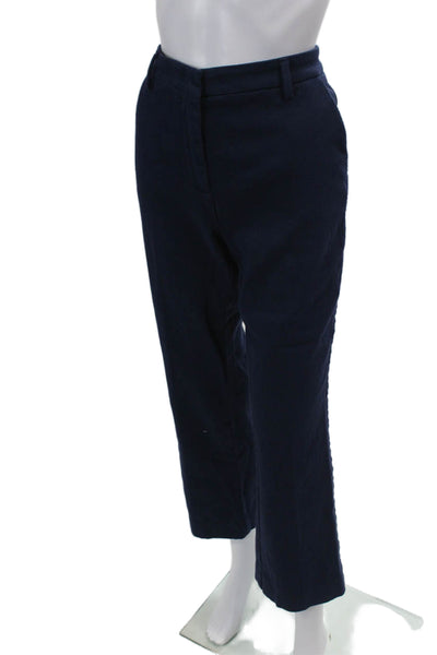 Sharis Place Womens High Rise Wide Leg Pants Navy Blue Cotton Size EUR 48
