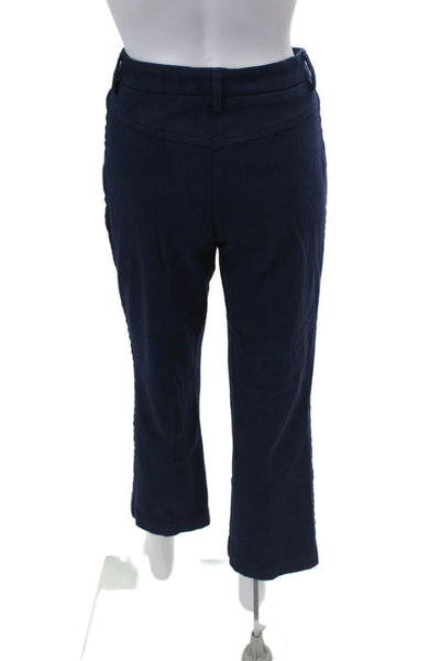 Sharis Place Womens High Rise Wide Leg Pants Navy Blue Cotton Size EUR 48