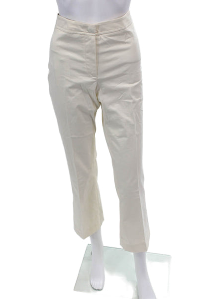 Sharis Place Womens Creased Straight Leg Khaki Pants White Cotton Size EUR 44