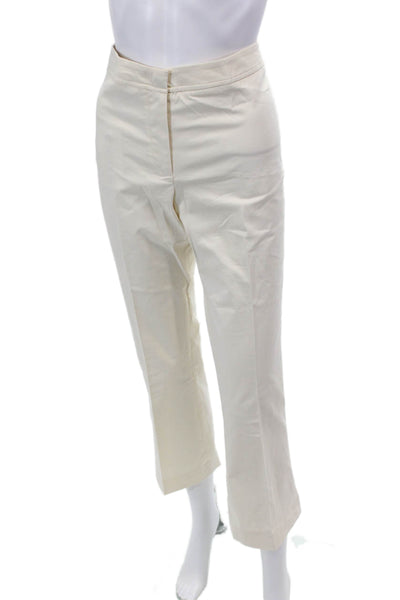 Sharis Place Womens Creased Straight Leg Khaki Pants White Cotton Size EUR 44