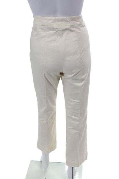 Sharis Place Womens Creased Straight Leg Khaki Pants White Cotton Size EUR 44