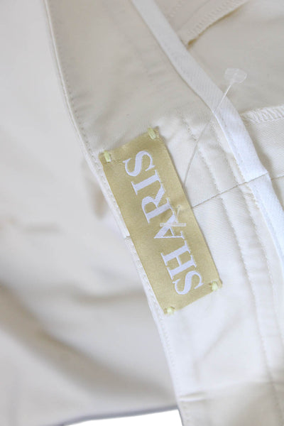 Sharis Place Womens Creased Straight Leg Khaki Pants White Cotton Size EUR 44