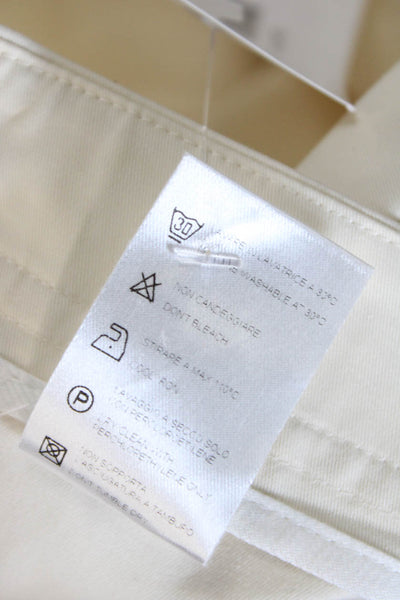 Sharis Place Womens Creased Straight Leg Khaki Pants White Cotton Size EUR 44