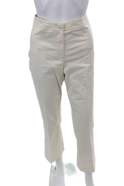 Sharis Womens Creased Straight Leg Khaki Pants White Cotton Size EUR 48