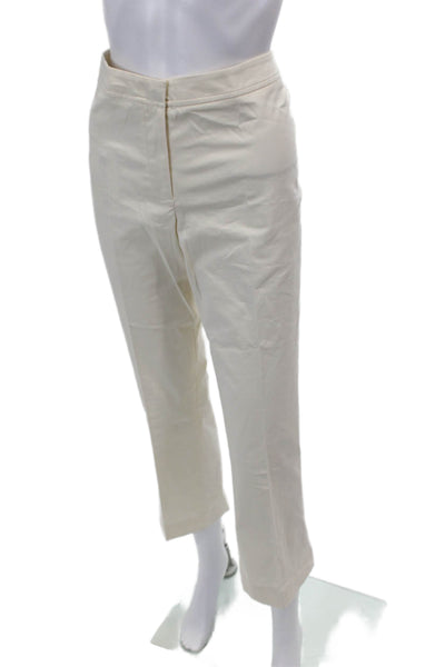 Sharis Womens Creased Straight Leg Khaki Pants White Cotton Size EUR 48