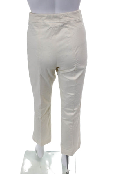 Sharis Womens Creased Straight Leg Khaki Pants White Cotton Size EUR 48