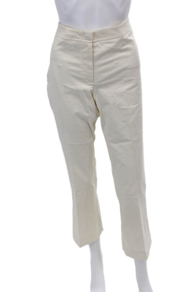Sharis Womens Creased Straight Leg Khaki Pants White Cotton Size EUR 50