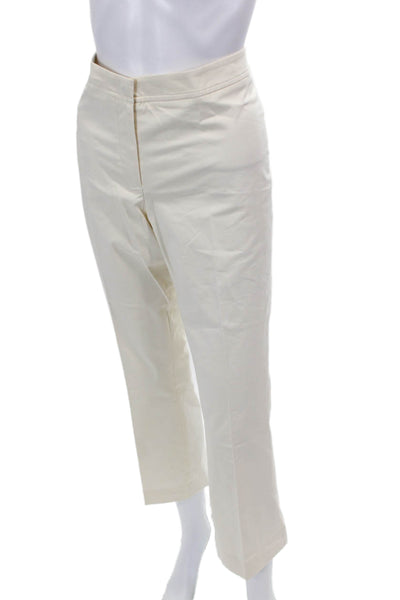 Sharis Womens Creased Straight Leg Khaki Pants White Cotton Size EUR 50