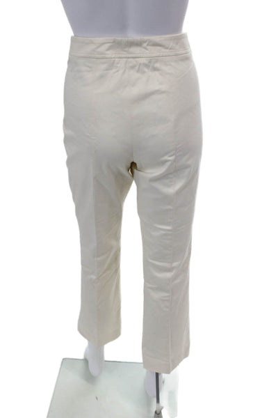 Sharis Womens Creased Straight Leg Khaki Pants White Cotton Size EUR 50
