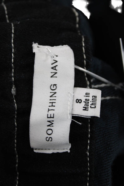 Something Navy Women's Paperbag Waist Straight Leg Belt Denim Pants Black Size 8
