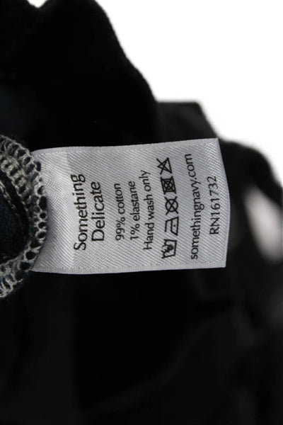 Something Navy Women's Paperbag Waist Straight Leg Belt Denim Pants Black Size 8