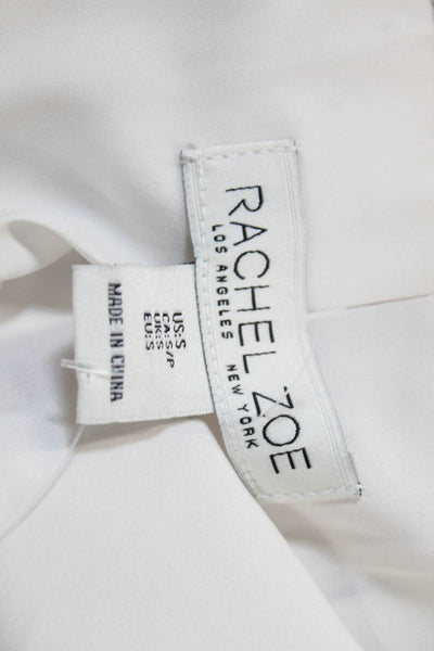 Rachel Zoe Womens Linen Striped Collared Long Sleeve Blazer White Size S