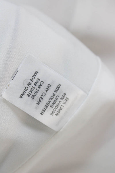 Rachel Zoe Womens Linen Striped Collared Long Sleeve Blazer White Size S