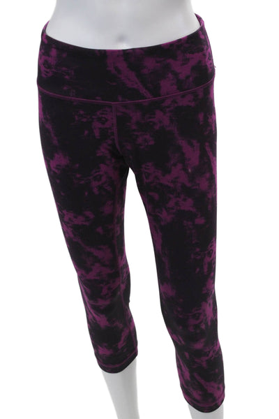 Lululemon Womens Abstract Print Cropped Leggings Violet Purple Black Size 8