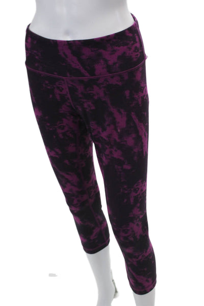 Lululemon Womens Abstract Print Cropped Leggings Violet Purple Black Size 8