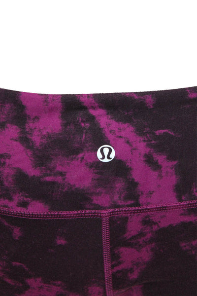 Lululemon Womens Abstract Print Cropped Leggings Violet Purple Black Size 8