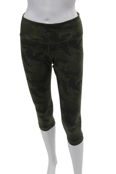 Lululemon Womens Camouflage Print Pull On Cropped Leggings Green Size 8
