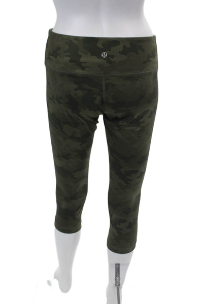 Lululemon Womens Camouflage Print Pull On Cropped Leggings Green Size 8