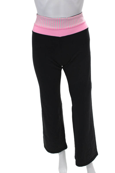 Lululemon Womens Striped Waist Pull On Leggings Black Light Pink Size 8