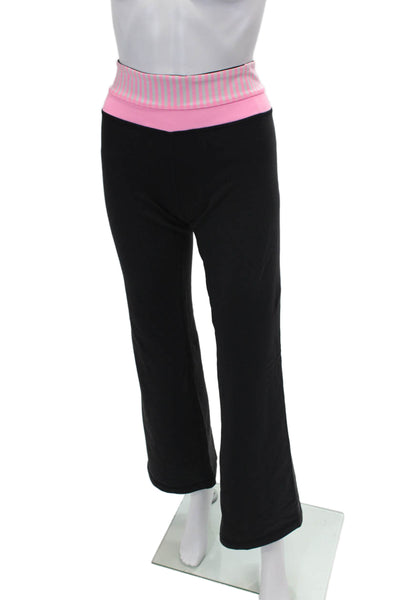Lululemon Womens Striped Waist Pull On Leggings Black Light Pink Size 8