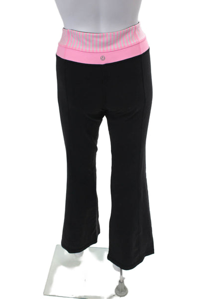 Lululemon Womens Striped Waist Pull On Leggings Black Light Pink Size 8