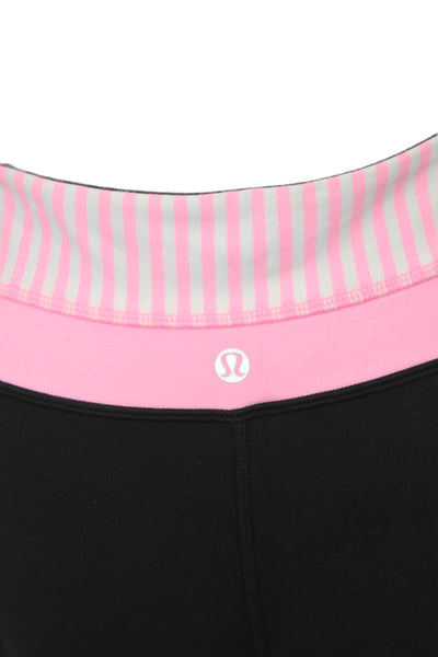Lululemon Womens Striped Waist Pull On Leggings Black Light Pink Size 8