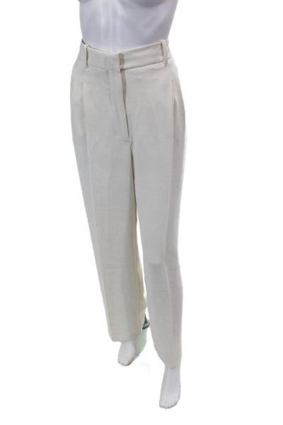 Wilfred Women's Hook Closure Pleated Wide Leg Dress Pants Beige Size 12