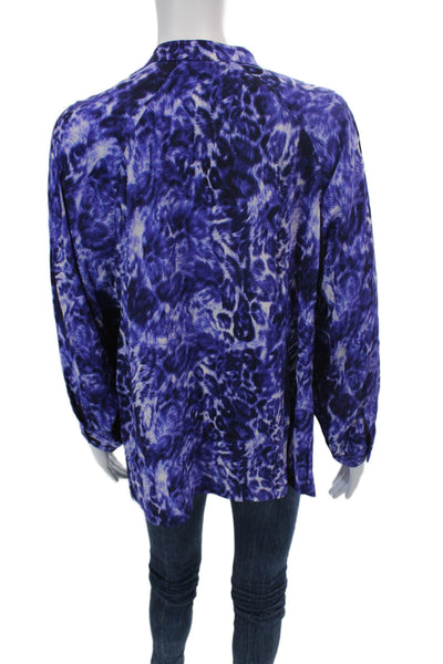 Whistles Women's Round Neck Long Sleeves Button Up Blouse Animal Print Size 10