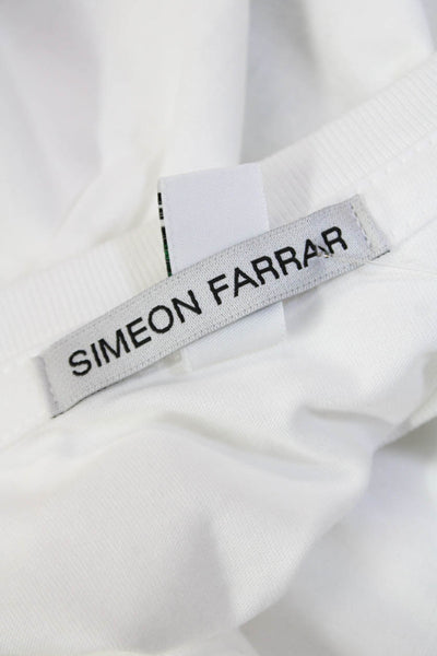 Simeon Farrar Womens Cotton Crew Neck Rainbow Text T-Shirt White Size XS