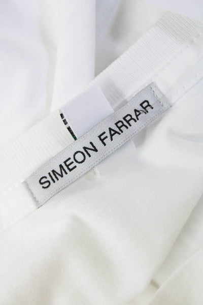Simeon Farrar Womens Cotton Rainbow Text Graphic Crew Neck T-Shirt White Size M