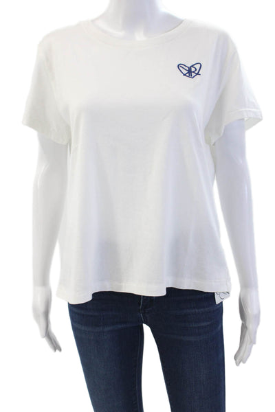 Kerri Rosenthal Womens Cotton Wide Hem Casual Graphic T-Shirt White Size L