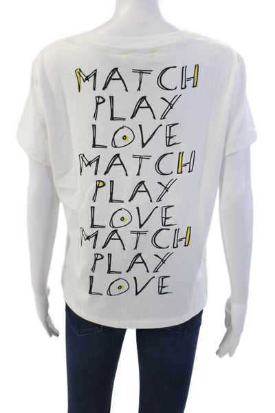 Kerri Rosenthal Womens Cotton Wide Hem Casual Graphic T-Shirt White Size L