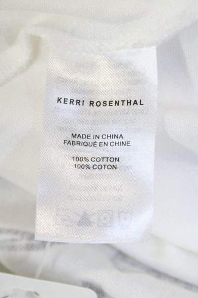 Kerri Rosenthal Womens Cotton Wide Hem Casual Graphic T-Shirt White Size L