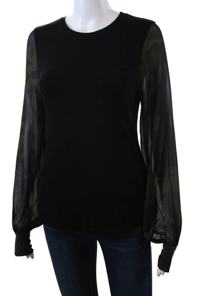 Generation Love Womens Camouflage Print Long Sleeves Shirt Black Green Size Smal
