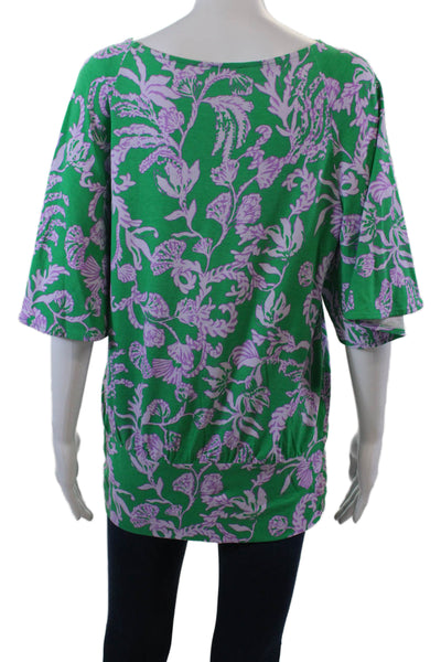 Lilly Pulitzer Womens Printed Batwing Sleeves Shirt Green Purple Size Medium