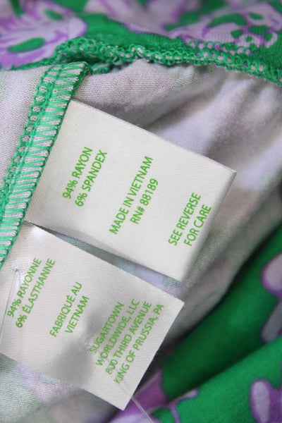 Lilly Pulitzer Womens Printed Batwing Sleeves Shirt Green Purple Size Medium